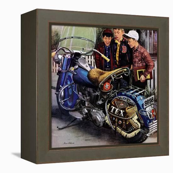 "Tex's Motorcycle", April 7, 1951-Stevan Dohanos-Framed Premier Image Canvas