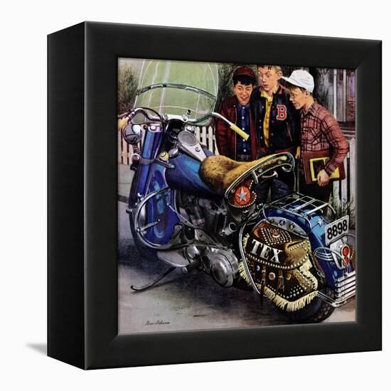 "Tex's Motorcycle", April 7, 1951-Stevan Dohanos-Framed Premier Image Canvas