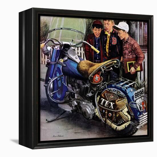 "Tex's Motorcycle", April 7, 1951-Stevan Dohanos-Framed Premier Image Canvas