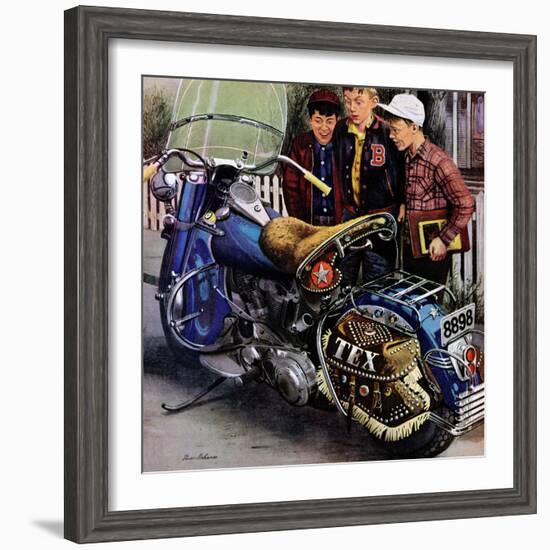 "Tex's Motorcycle", April 7, 1951-Stevan Dohanos-Framed Giclee Print