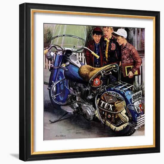 "Tex's Motorcycle", April 7, 1951-Stevan Dohanos-Framed Giclee Print