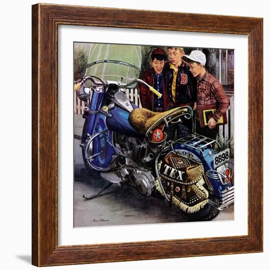 "Tex's Motorcycle", April 7, 1951-Stevan Dohanos-Framed Premium Giclee Print