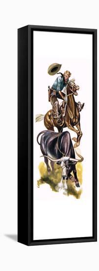 Texan Cowboy at Work-Ron Embleton-Framed Premier Image Canvas