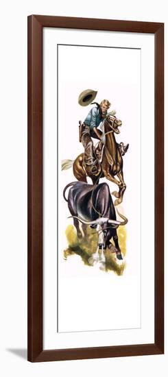 Texan Cowboy at Work-Ron Embleton-Framed Giclee Print