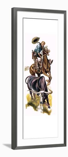 Texan Cowboy at Work-Ron Embleton-Framed Giclee Print