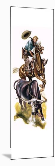 Texan Cowboy at Work-Ron Embleton-Mounted Giclee Print
