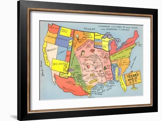 Texan's Map of US-null-Framed Art Print