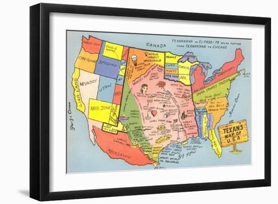 Texan's Map of US-null-Framed Art Print