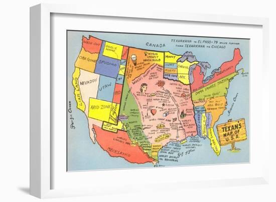 Texan's Map of US-null-Framed Art Print