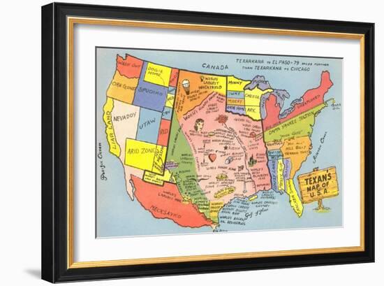 Texan's Map of US-null-Framed Art Print