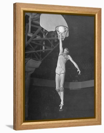 Texas A&M Basketball Player Bob Kurland Reaching to Make a Basket-Myron Davis-Framed Premier Image Canvas