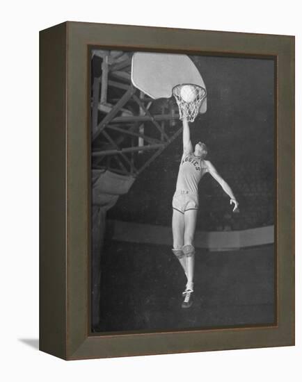 Texas A&M Basketball Player Bob Kurland Reaching to Make a Basket-Myron Davis-Framed Premier Image Canvas