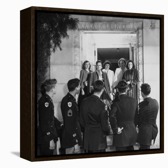 Texas A&M ROTC Cadet Corps Military Ball, Early Good Night is Said After Ball by Five Girls-Frank Scherschel-Framed Premier Image Canvas