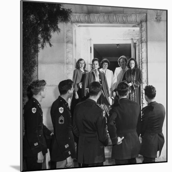 Texas A&M ROTC Cadet Corps Military Ball, Early Good Night is Said After Ball by Five Girls-Frank Scherschel-Mounted Photographic Print