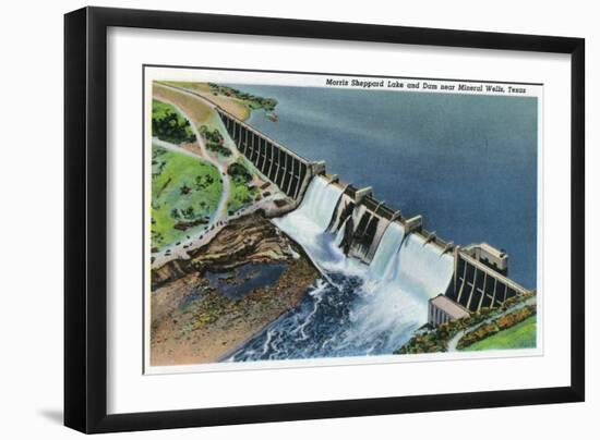 Texas - Aerial View of Morris Sheppard Dam and Possum Kingdom Lake Near Mineral Wells, c.1942-Lantern Press-Framed Art Print