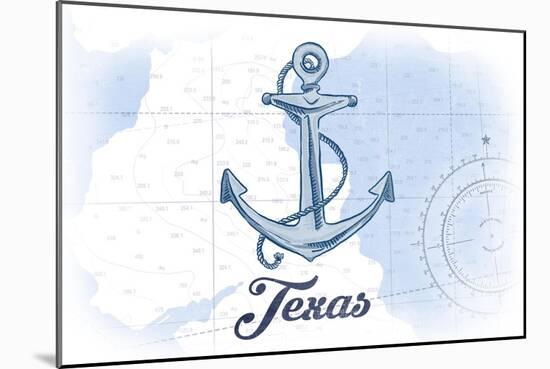 Texas - Anchor - Blue - Coastal Icon-Lantern Press-Mounted Art Print