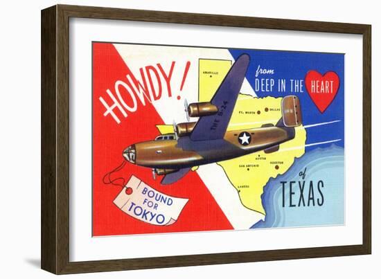 Texas - B-24 Howdy, Bound for Tokyo WWII Promo-Lantern Press-Framed Art Print