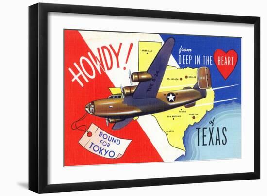 Texas - B-24 Howdy, Bound for Tokyo WWII Promo-Lantern Press-Framed Art Print