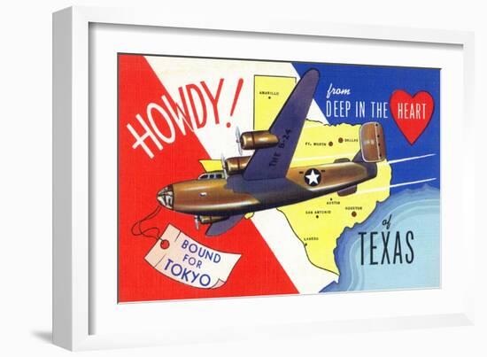 Texas - B-24 Howdy, Bound for Tokyo WWII Promo-Lantern Press-Framed Art Print