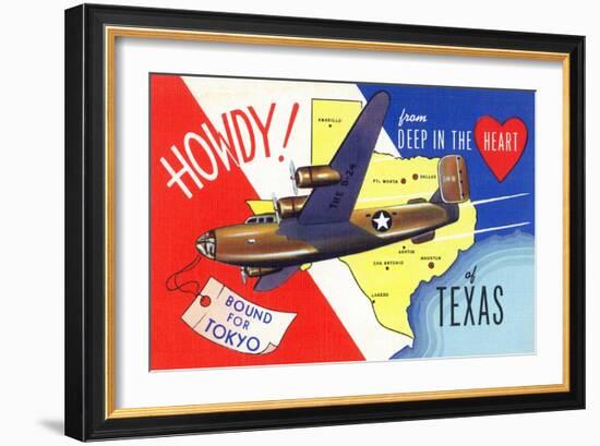 Texas - B-24 Howdy, Bound for Tokyo WWII Promo-Lantern Press-Framed Art Print