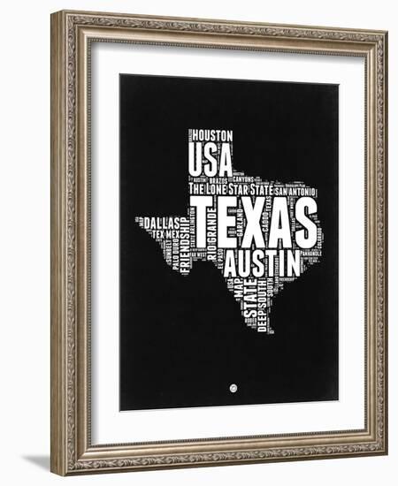 Texas Black and White Map-NaxArt-Framed Art Print