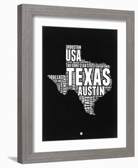 Texas Black and White Map-NaxArt-Framed Art Print