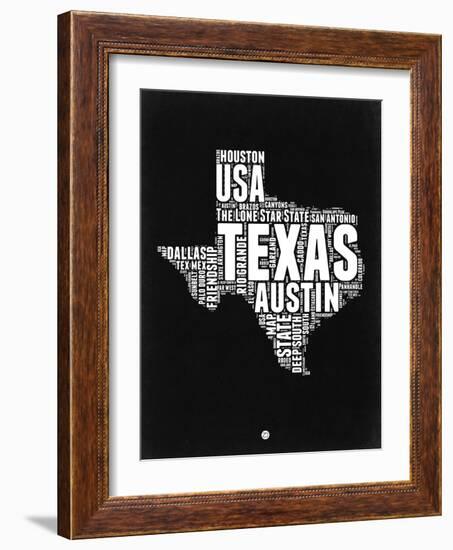 Texas Black and White Map-NaxArt-Framed Art Print