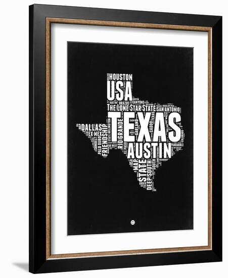 Texas Black and White Map-NaxArt-Framed Art Print