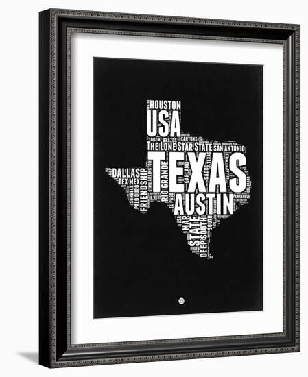 Texas Black and White Map-NaxArt-Framed Art Print