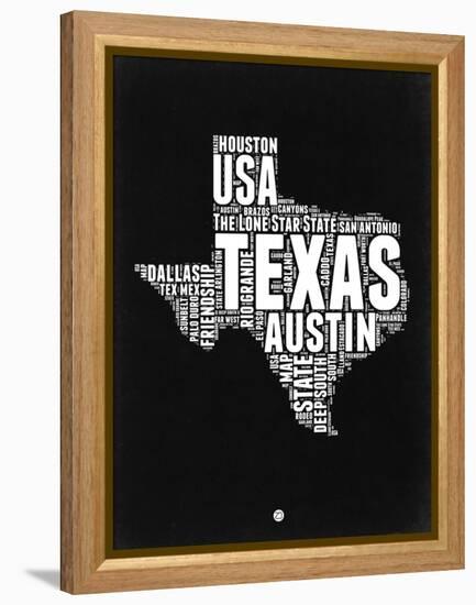 Texas Black and White Map-NaxArt-Framed Stretched Canvas