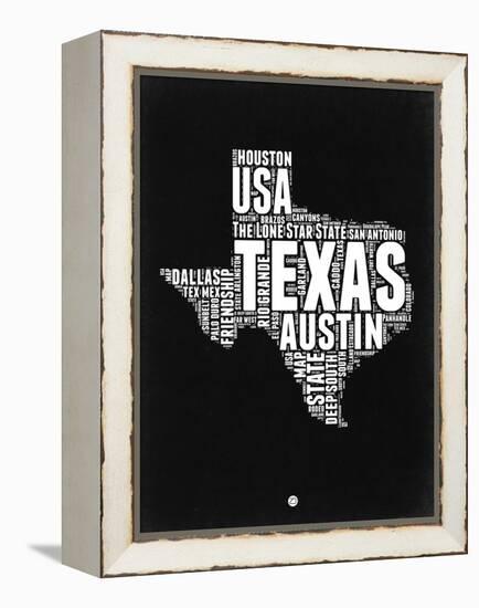 Texas Black and White Map-NaxArt-Framed Stretched Canvas