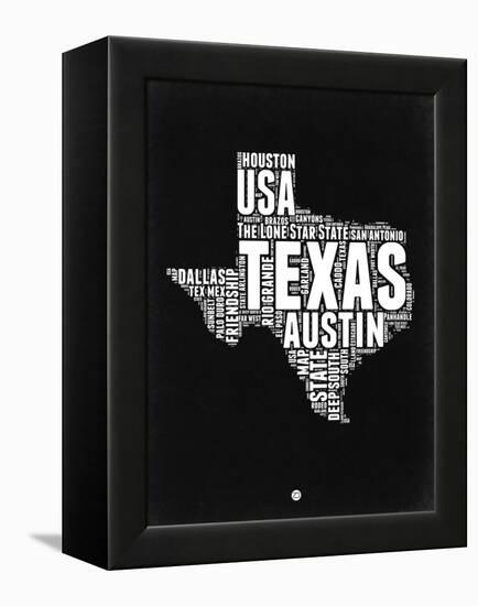 Texas Black and White Map-NaxArt-Framed Stretched Canvas