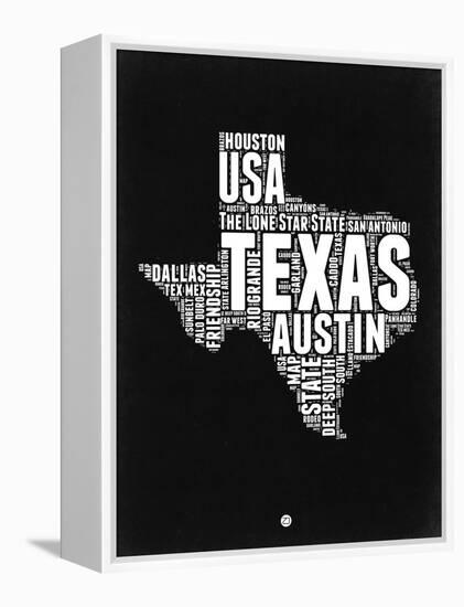 Texas Black and White Map-NaxArt-Framed Stretched Canvas