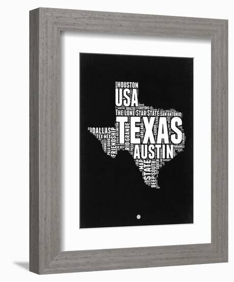 Texas Black and White Map-NaxArt-Framed Premium Giclee Print