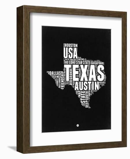 Texas Black and White Map-NaxArt-Framed Premium Giclee Print