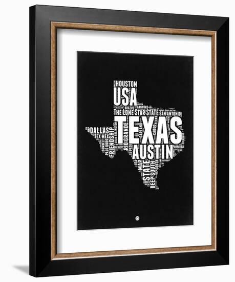 Texas Black and White Map-NaxArt-Framed Premium Giclee Print