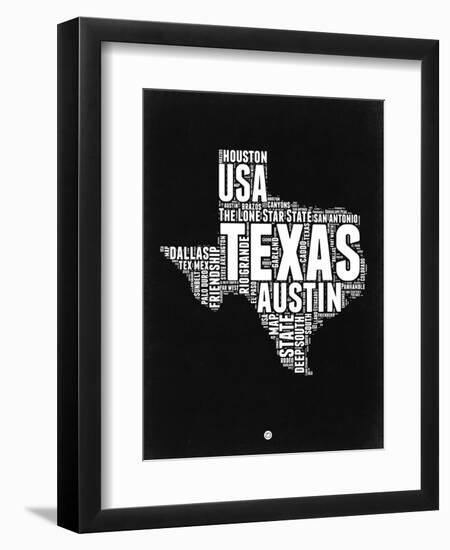 Texas Black and White Map-NaxArt-Framed Premium Giclee Print