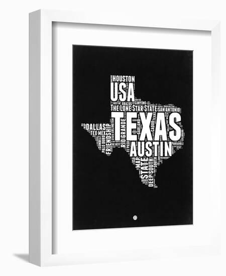 Texas Black and White Map-NaxArt-Framed Premium Giclee Print