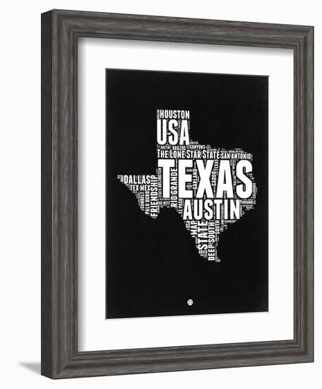 Texas Black and White Map-NaxArt-Framed Art Print