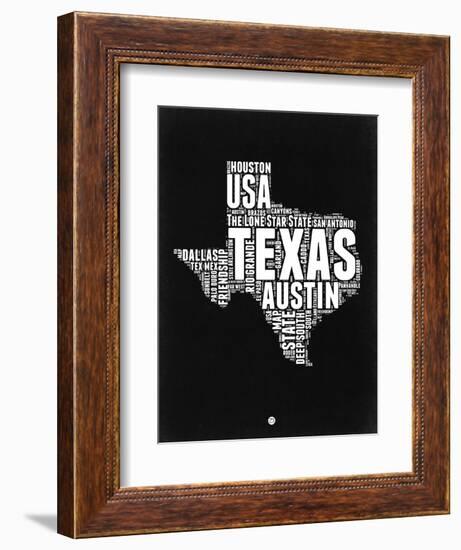 Texas Black and White Map-NaxArt-Framed Art Print