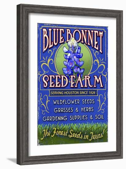 Texas Blue Bonnet Farm-Lantern Press-Framed Art Print