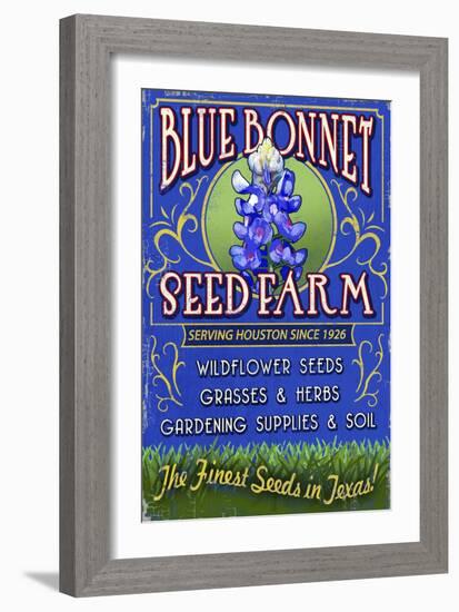 Texas Blue Bonnet Farm-Lantern Press-Framed Art Print