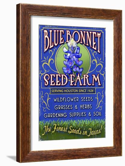 Texas Blue Bonnet Farm-Lantern Press-Framed Art Print