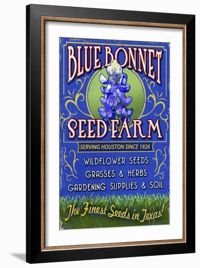 Texas Blue Bonnet Farm-Lantern Press-Framed Art Print