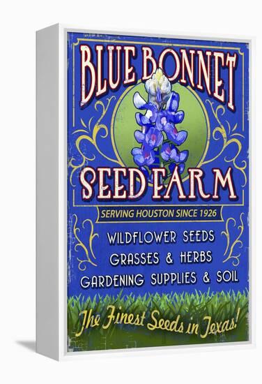 Texas Blue Bonnet Farm-Lantern Press-Framed Stretched Canvas