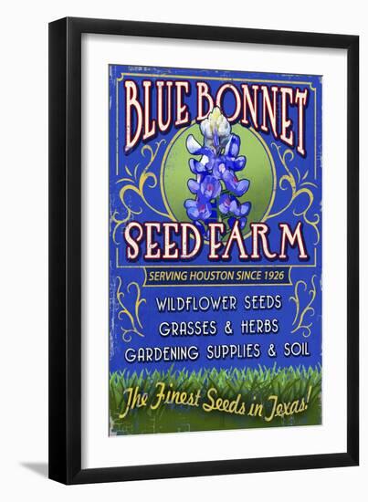 Texas Blue Bonnet Farm-Lantern Press-Framed Premium Giclee Print