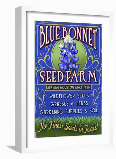 Texas Blue Bonnet Farm-Lantern Press-Framed Premium Giclee Print