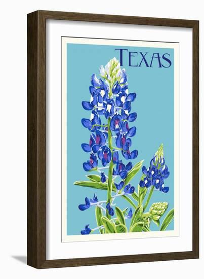 Texas - Bluebonnet - Letterpress-Lantern Press-Framed Art Print