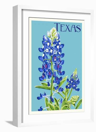 Texas - Bluebonnet - Letterpress-Lantern Press-Framed Art Print