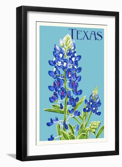 Texas - Bluebonnet - Letterpress-Lantern Press-Framed Art Print